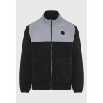 Funky Buddha Ανδρική Full Zip Fleece Ζακέτα Μαύρη, Γκρι