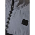 Funky Buddha Ανδρική Full Zip Fleece Ζακέτα Μαύρη, Γκρι