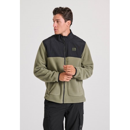 Funky Buddha Ανδρική Full Zip Fleece Ζακέτα Χακί, Μαύρη