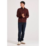 Funky Buddha Ανδρικό Πλεκτό Με Φερμουάρ (FBM010-055-09-BURGUNDY-MEL)