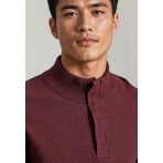 Funky Buddha Ανδρικό Πλεκτό Με Φερμουάρ (FBM010-055-09-BURGUNDY-MEL)