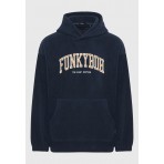 Funky Buddha Ανδρικό Fleece Φούτερ με Κουκούλα Μπλε Σκούρο