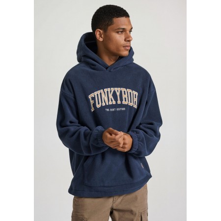 Funky Buddha Ανδρικό Fleece Φούτερ με Κουκούλα Μπλε Σκούρο