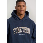 Funky Buddha Ανδρικό Fleece Φούτερ με Κουκούλα Μπλε Σκούρο