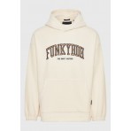 Funky Buddha Ανδρικό Fleece Φούτερ με Κουκούλα Εκρού