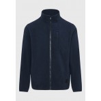 Funky Buddha Ανδρική Fleece Ζακέτα Μπλε Σκούρα