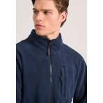 Funky Buddha Ανδρική Fleece Ζακέτα Μπλε Σκούρα