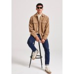 Funky Buddha Ανδρικό Κοτλέ Overshirt Πουκάμισο Μπεζ