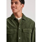 Funky Buddha Ανδρικό Κοτλέ Overshirt Πουκάμισο Χακί