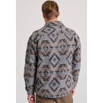 Funky Buddha Ανδρικό Overshirt Πουκάμισο με Μοτίβο Γκρι