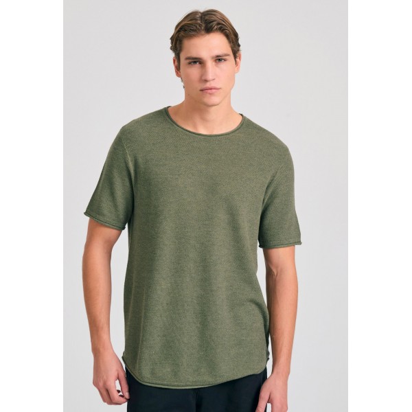 Funky Buddha Ανδρικό  Πλεκτό Με Λαιμόκοψη (FBM011-012-09-KHAKI-MEL)