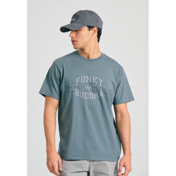 Funky Buddha Graphic T-Shirt Ανδρικό (FBM011-032-04-STEEL-GREY)