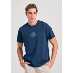 Funky Buddha Ανδρικό Κοντομάνικο T-Shirt Μπλε Σκούρο