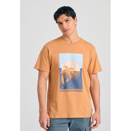 Funky Buddha Ανδρικό Κοντομάνικο T-Shirt Καφέ