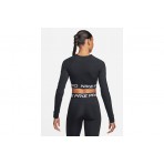 Nike Dri-FIT Pro Γυναικεία Μακρυμάνικη Crop Top Μπλούζα Μαύρη