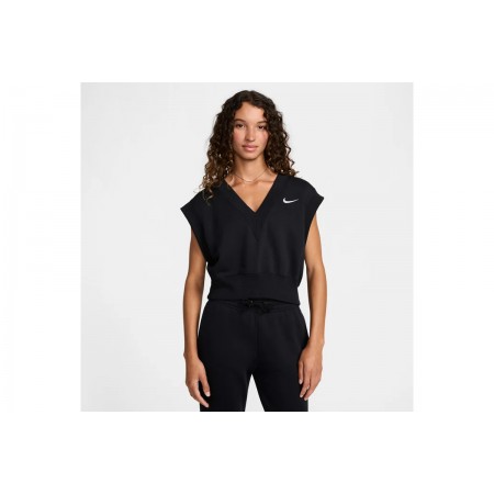 Nike Phoenix Fleece V-Neck Cropped Γυναικεία Αμάνικη Μπλούζα