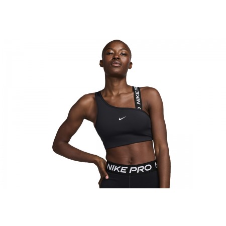 Nike Pro Swoosh Asymmetrical Γυναικείο Μπουστάκι Μαύρο