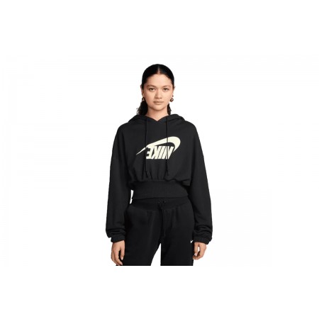 Nike French Terry Crop Γυναικείο Φούτερ Με Κουκούλα Μαύρο