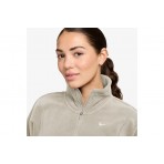 Nike One Therma-FIT Γυναικεία Fleece Μακρυμάνικη Μπλούζα με Ψηλό Λαιμό Εκρού