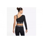 Nike Pro Shine Dri-FIT Ασύμμετρη Cropped Γυναικεία Μπλούζα Μαύρη