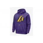 Nike NBA Los Angeles Lakers Club City Edition Ανδρικό Φούτερ με Κουκούλα Μωβ, Κίτρινο