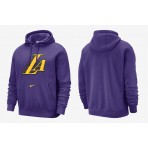 Nike NBA Los Angeles Lakers Club City Edition Ανδρικό Φούτερ με Κουκούλα Μωβ, Κίτρινο