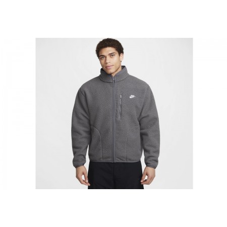 Nike Sportswear Club Ανδρική Ζακέτα Fleece Γκρι Σκούρο