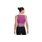 Nike Pro Dri-Fit Γυναικεία Αμάνικη Crop Top Μπλούζα Μωβ