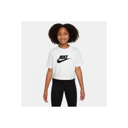 Nike Sportswear Παιδική Κοντομάνικη Crop Top Μπλούζα Λευκή