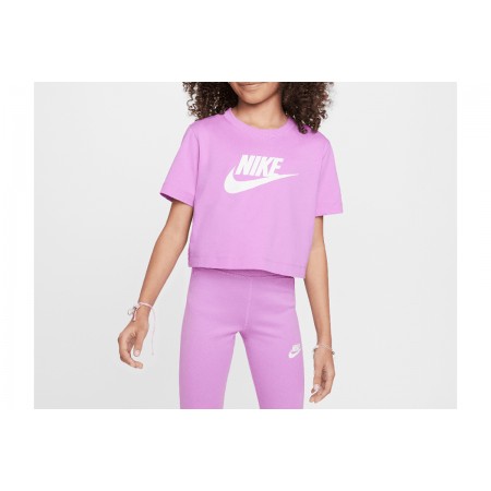 Nike Sportswear Παιδική Κοντομάνικη Crop Top Μπλούζα Λιλά