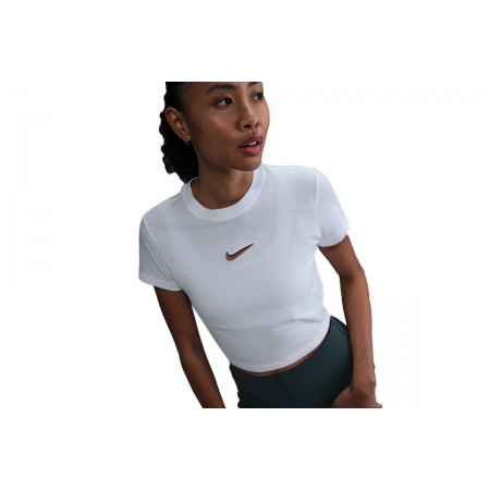 Nike Sportswear Chill Knit Γυναικείο Κοντομάνικο Crop Top Λευκό