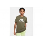 Nike Sportswear Παιδικό Κοντομάνικο T-Shirt Χακί, Λευκό