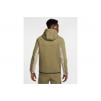 Nike Tech Fleece Windrunner Ανδρική Ζακέτα με Κουκούλα Χακί, Λαδί