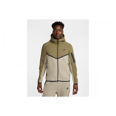 Nike Tech Fleece Windrunner Ανδρική Ζακέτα με Κουκούλα Χακί, Λαδί