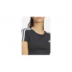 Adidas Performance Γυναικεία Κοντομάνικη Crop Top Μπλούζα Μαύρη