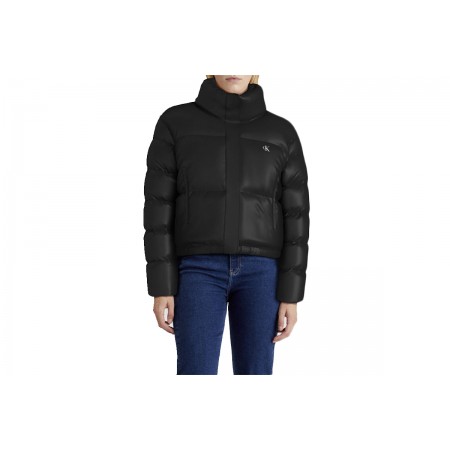 Calvin Klein Cropped Γυναικείο Puffer Μπουφάν Μαύρο