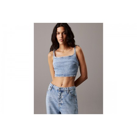 Calvin Klein Denim Bralette Crop Top Αμάνικο Γυναικείο 