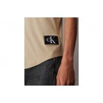 Calvin Klein Cotton Badge Ανδρικό Κοντομάνικο T-Shirt Μπεζ