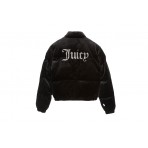 Juicy Couture Velour Diamanté Γυναικείο Puffer Μπουφάν Μαύρο