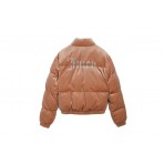 Juicy Couture Velour Diamanté Γυναικείο Puffer Μπουφάν Μπεζ