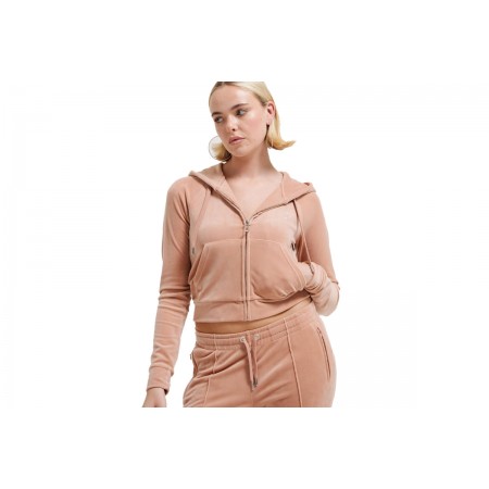 Juicy Couture Velour With Logo Ζακέτα Με Κουκούλα Βελουτέ Γυναικεία 