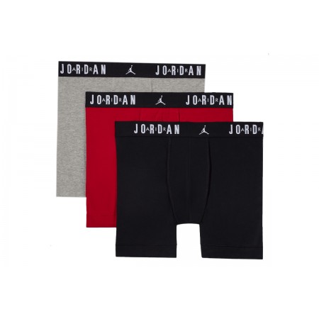 Jordan Flight Ανδρικά Boxer Εσώρουχα Μαύρα, Κόκκινα, Γκρι 3 Τεμάχια