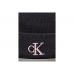 Calvin Klein Embroidered Monogram Χειμερινό Σκουφάκι Mαύρο