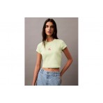 Calvin Klein Γυναικείο Κοντομάνικο Crop Top Λαχανί