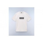 Napapijri Box Logo Ανδρικό Κοντομάνικο T-Shirt Εκρού