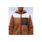 Napapijri Yupik Fleece Γυναικεία Ζακέτα Με Κουκούλα Καφέ, Λευκή