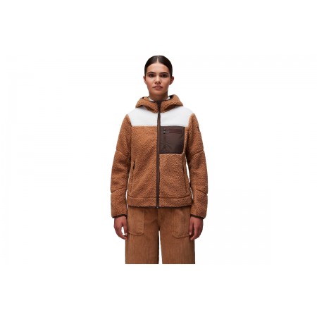 Napapijri Yupik Fleece Γυναικεία Ζακέτα Με Κουκούλα Καφέ, Λευκή