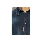 Dsquared2 Dark Wash Tab Ανδρικό Μακρυμάνικο Πουκάμισο Μπλε Σκούρο