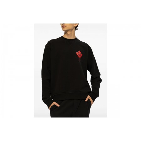 Dsquared2 Red Maple Leaf Cool Fit Ανδρικό Φούτερ με Λαιμόκοψη