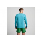 Saucony Stopwatch Long Sleeve Ανδρική Μακρυμάνικη Μπλούζα Πετρόλ